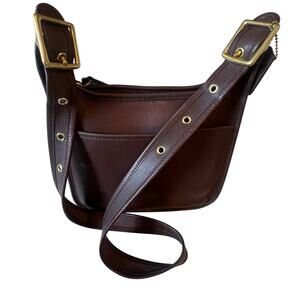 Vintage Coach Legacy Leather Crossbody #9966. Color Mahogany w/ Brass Hardware.